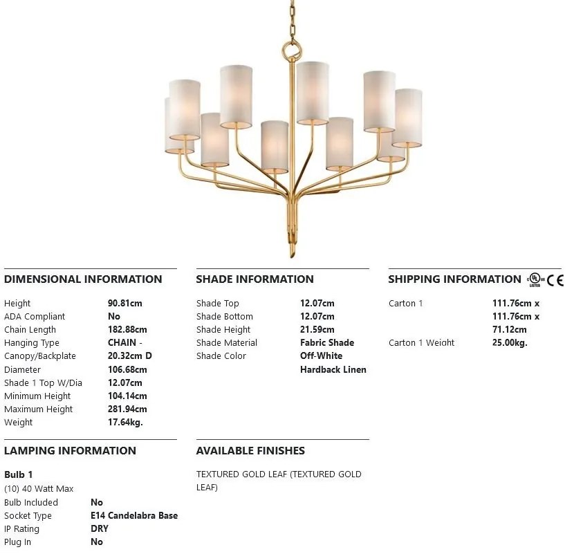 Candelabru design clasic JUNIPER cu 10 surse de lumina