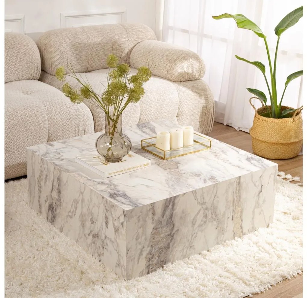 Masă de cafea PRIZMA, 35 x 90 cm, decor marmură