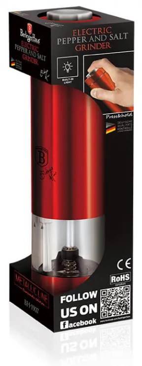 Rasnita electrica pentru sare si piper Burgundy Metallic Line Berlinger Haus BH 1907