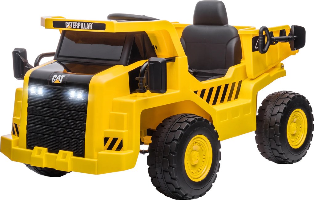 AIYAPLAY Excavator de Călărit cu Licență, cu Telecomandă, Tractor pentru Copii cu Cupă, Lopată, Muzică, Difuzor, Faruri, 110x70.5x61.5 cm, Galben