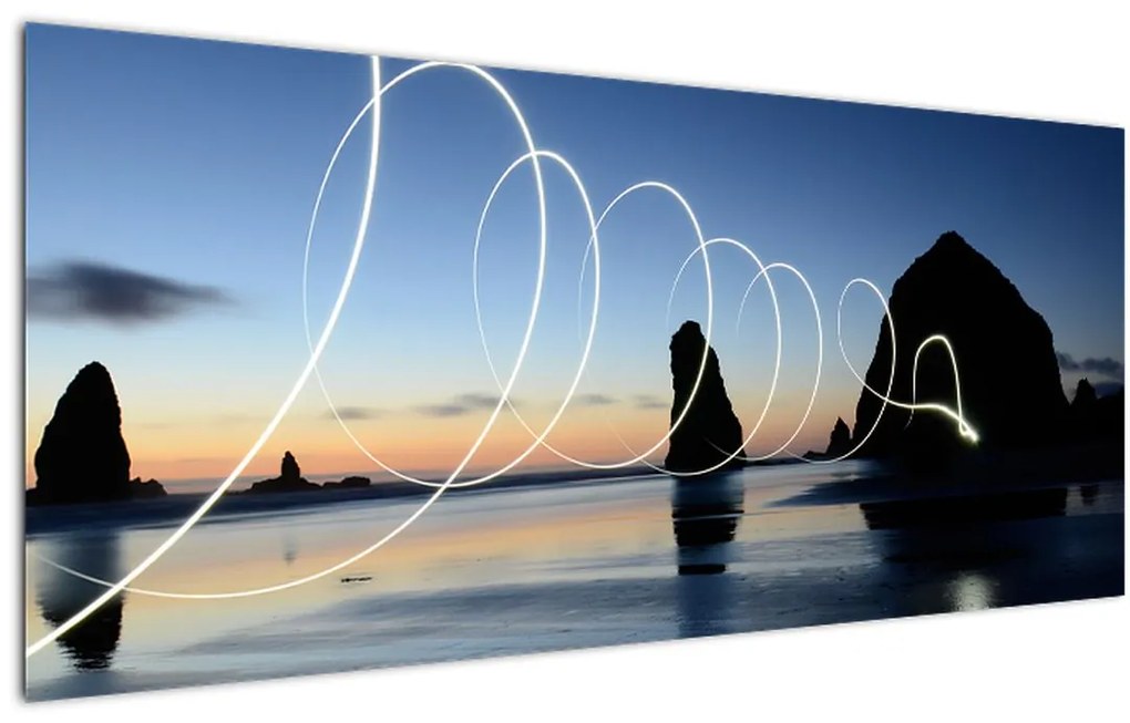 Tabloul - plaja în apus de soare (120x50 cm)