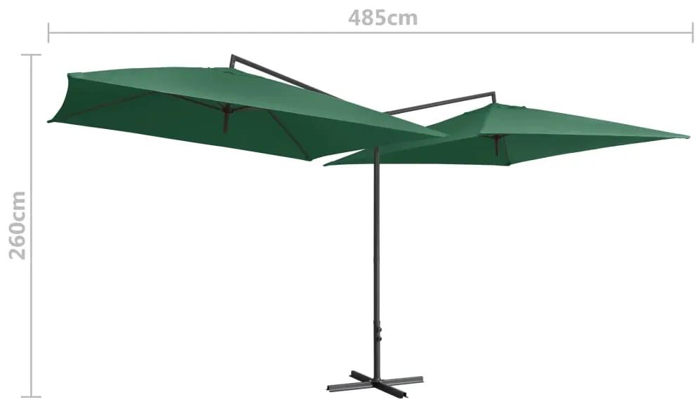 Umbrela de soare dubla, stalp din otel, verde, 250 x 250 cm Verde