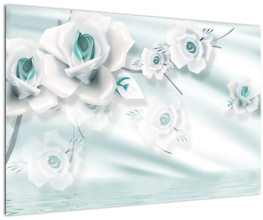 Tablou - Flori de trandafir turcoaz (90x60 cm)