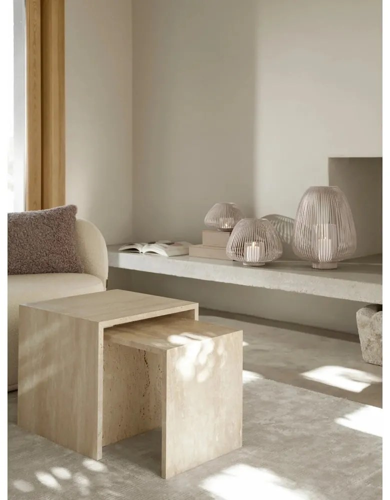 Cutii de depozitare bej 2 buc. din piele artificială cu capac, decorative 40x30x11 cm Sahla – Blomus