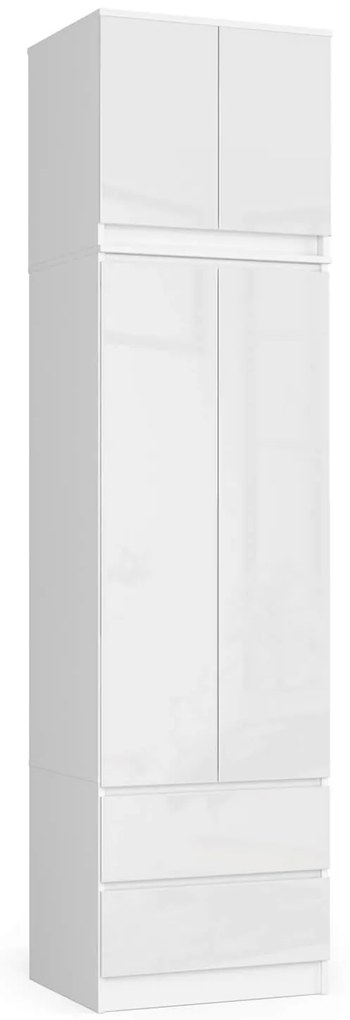 Dulap de haine Slots (alb + alb lucios) (cu suprastructură). 1117382