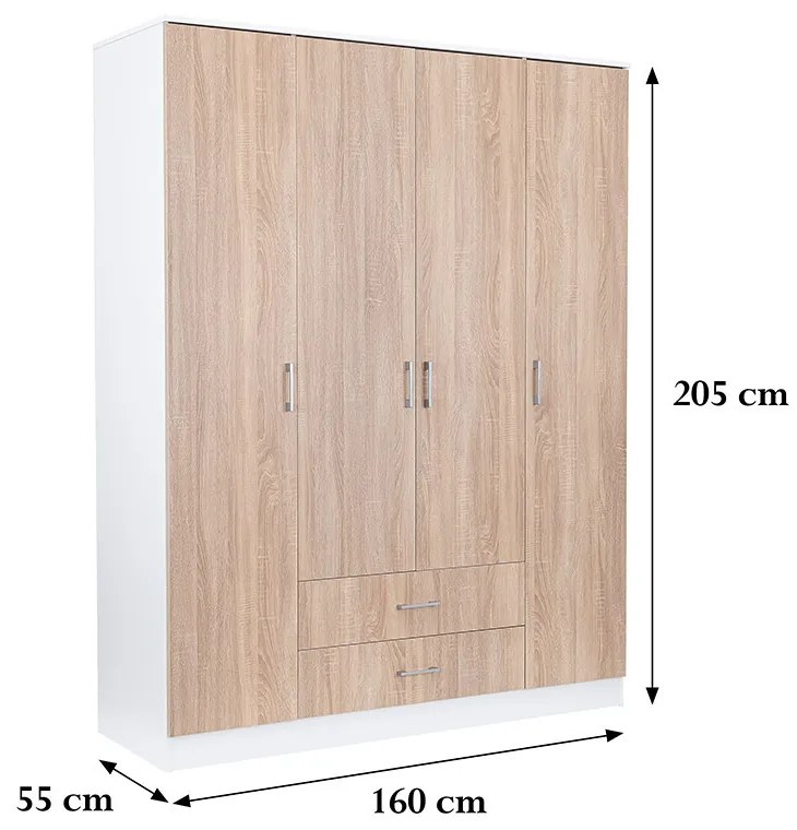 Dulap Miami 160x205 cm stejar sonoma-alb