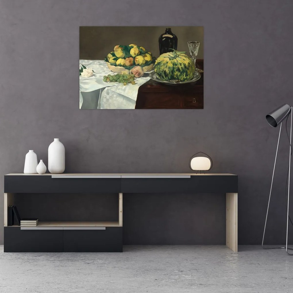 Tablou - Edouard Manet, Still Life with Melon and Peaches, reproducere (90x60 cm)