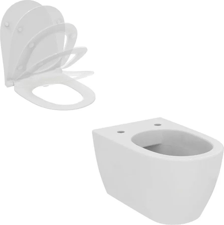 Set vas WC suspendat Ideal Standard I.life O HydroTwist cu capac softclose alb