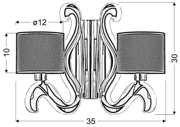 Aplică LED AMBROSIA 2xE14/40W/230V + LED/12,3W cupru