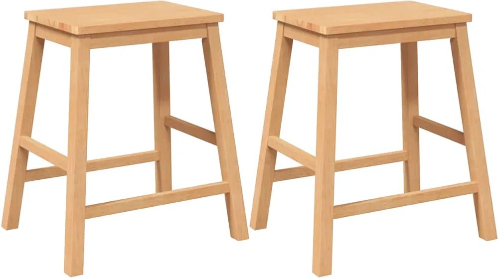 vidaXL Scaune de bar 2 buc din lemn masiv cauciuc
