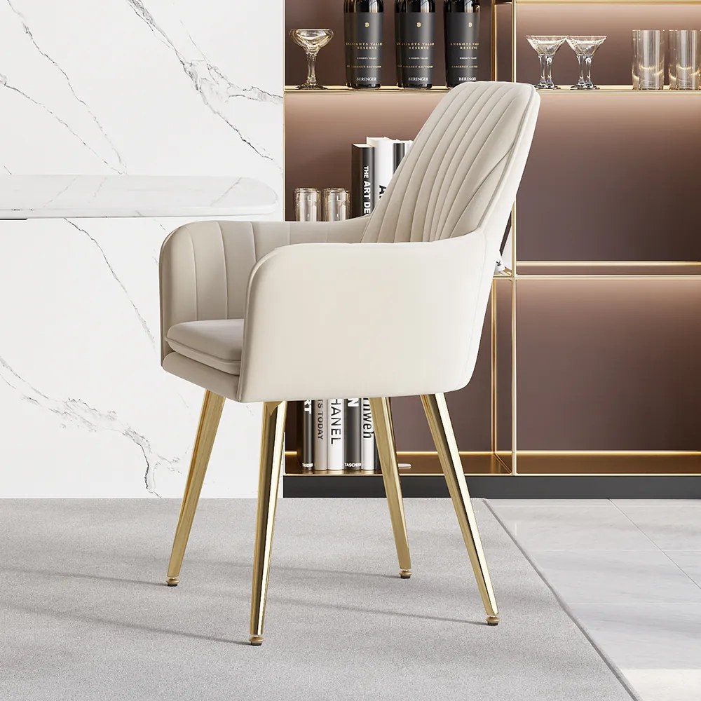 Scaun bej pentru bucătărie, soft, cu cotieră , în stil art nouveau - 2 buc. Deprimo j040379185 by Deprimo