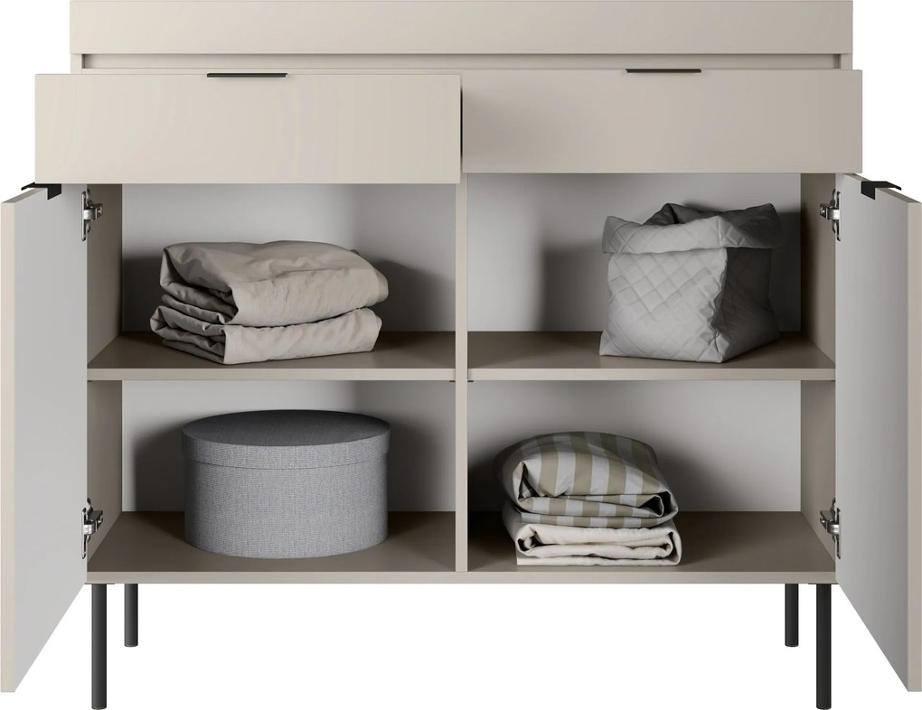 Comodă cu două uși Sentia 105 cm cu două sertare - cașmir / negru