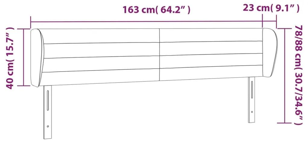 Tablie de pat cu aripioare crem 163x23x78 88 cm material textil 1, Crem, 163 x 23 x 78 88 cm