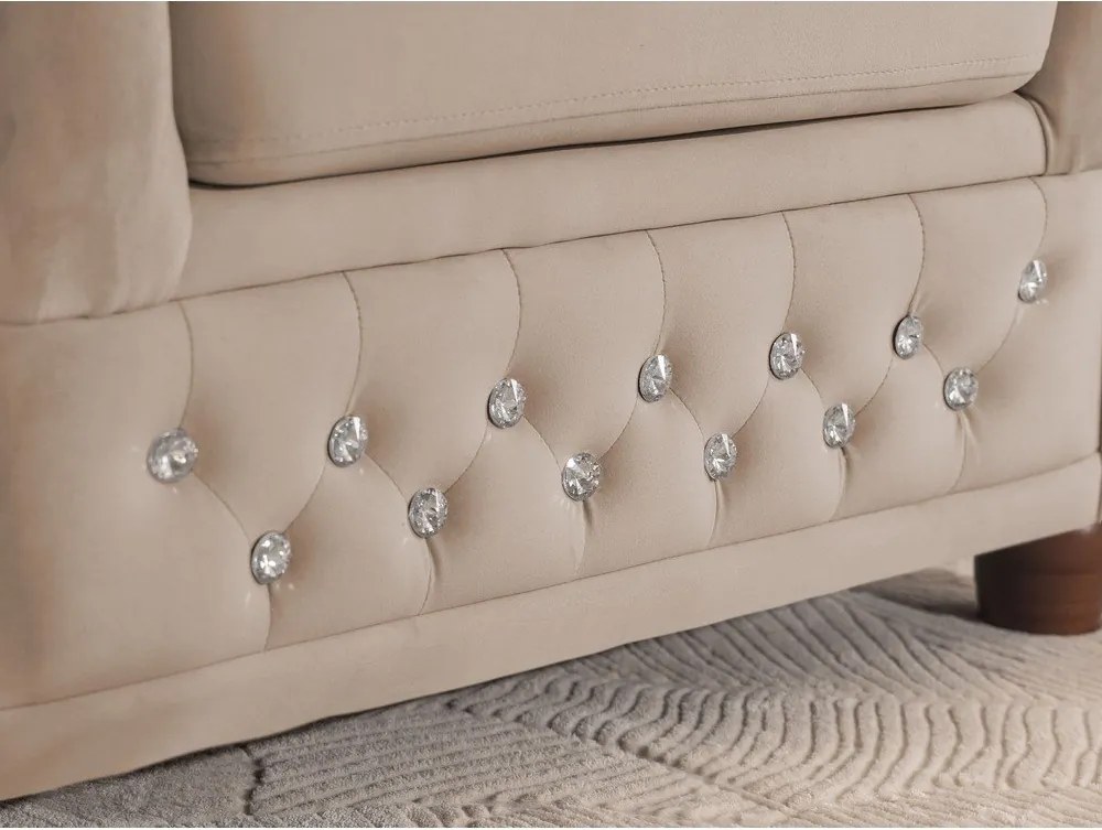 Colțar bej extensibil cu tapițerie din catifea (cu colț pe partea stângă/în formă de ”L”) York Blik – Ropez