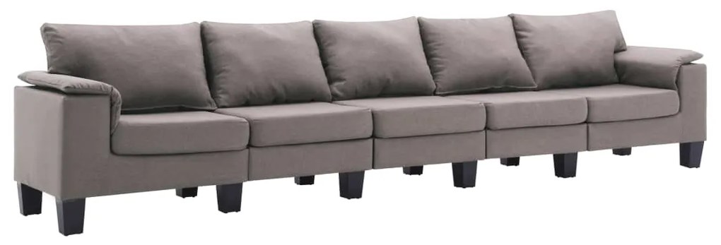 287109 vidaXL Canapea cu 5 locuri, gri taupe, material textil