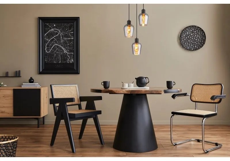 Lustra suspendata design modern RYAN 3L negru/fumuriu