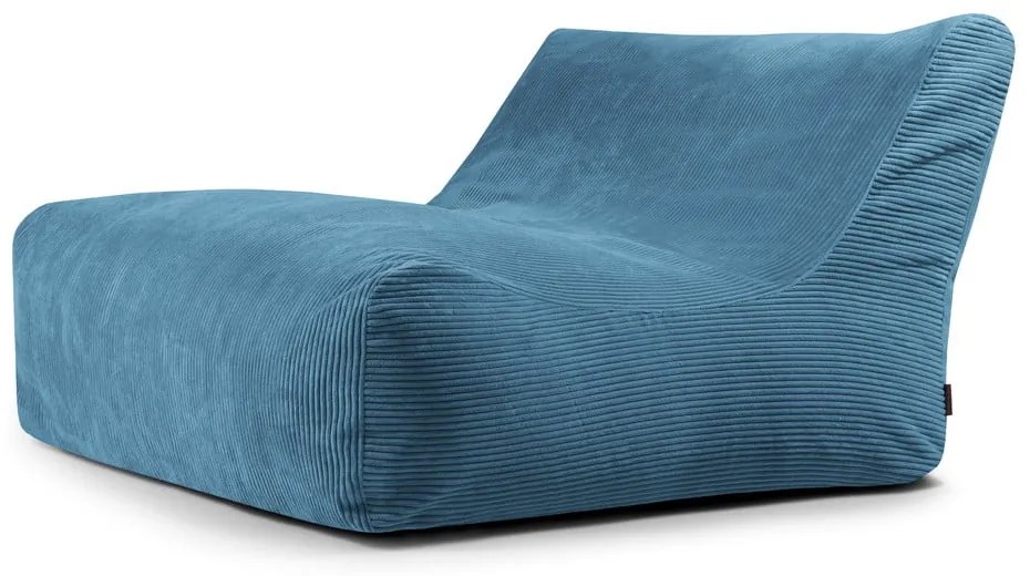 Fotoliu bean bag albastru cu tapițerie din catifea reiată Sofa Lounge – SLOWDOWN