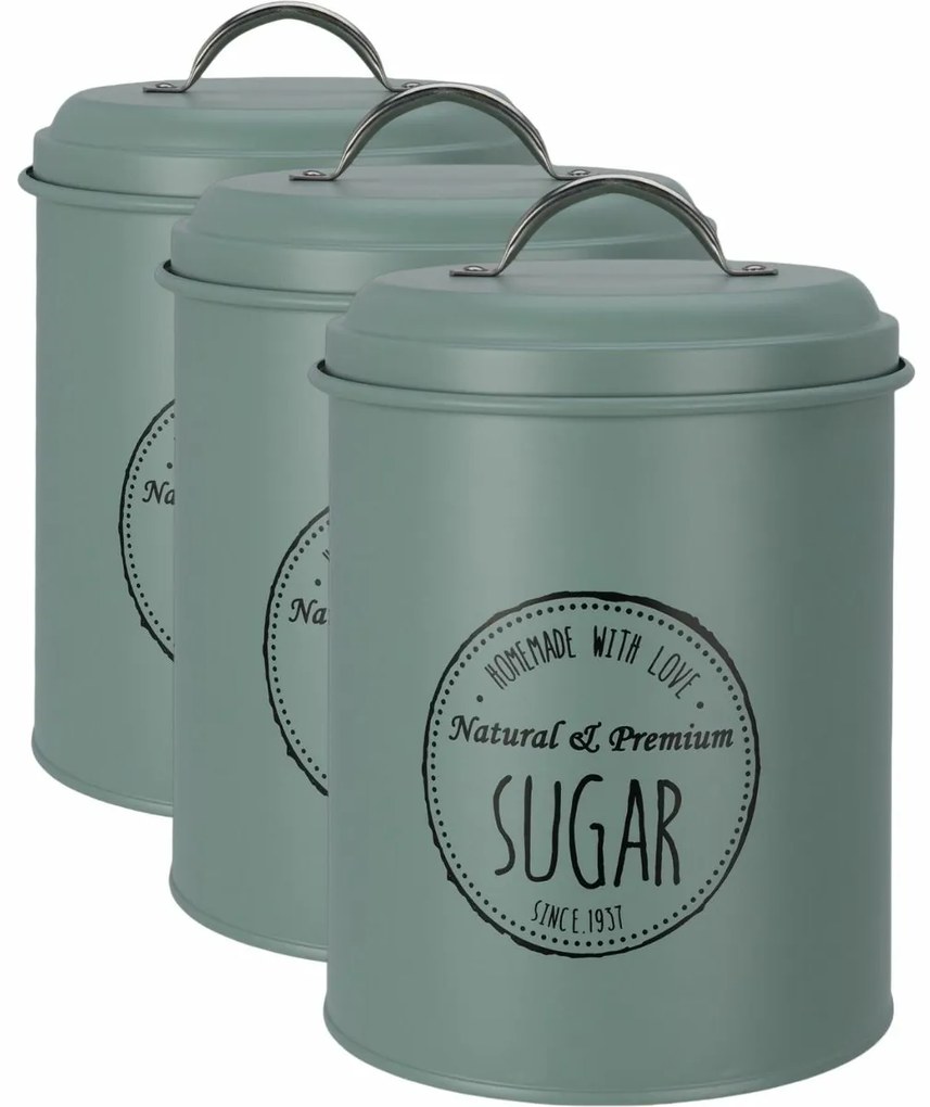 Set de cutii metalice Excellent Houseware pentrualimente 13,5 x 18 cm, 3 buc., verde, L