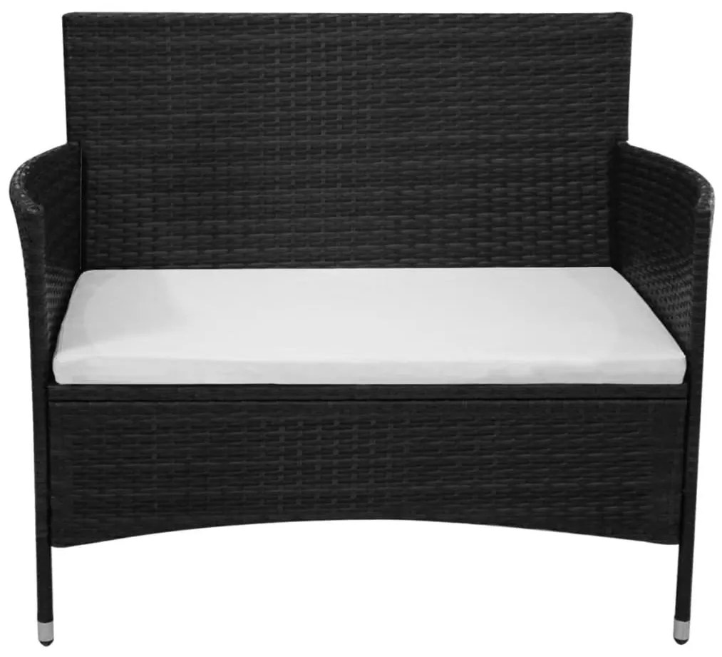 42582 vidaXL Bancă de grădină, negru, 90 cm, poliratan