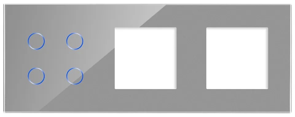 Panou Intrerupator Cvadruplu cu Touch si 2 Prize Simple Din Sticla LUXION