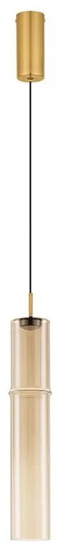 Pendul LED modern, Metal, Sticla, Cognac, SANO