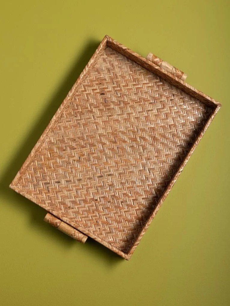 Tavă de servire din ratan împletit, natur, formă dreptunghiulară, 5 × 45 × 31 cm, „Rivan"