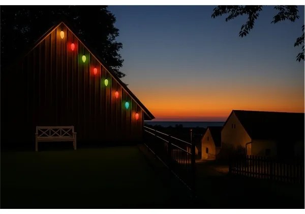 Ghirlandă LED extensibilă pentru exterior CONE FILAMENT, 20 x E10, 14 m, multicolor/alb cald, IP44