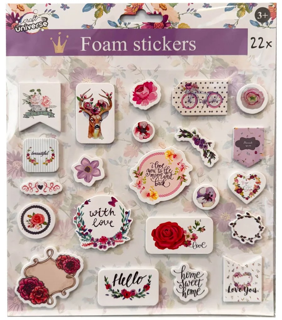 Colorat Flowers autocolant spumă 22 bucăți