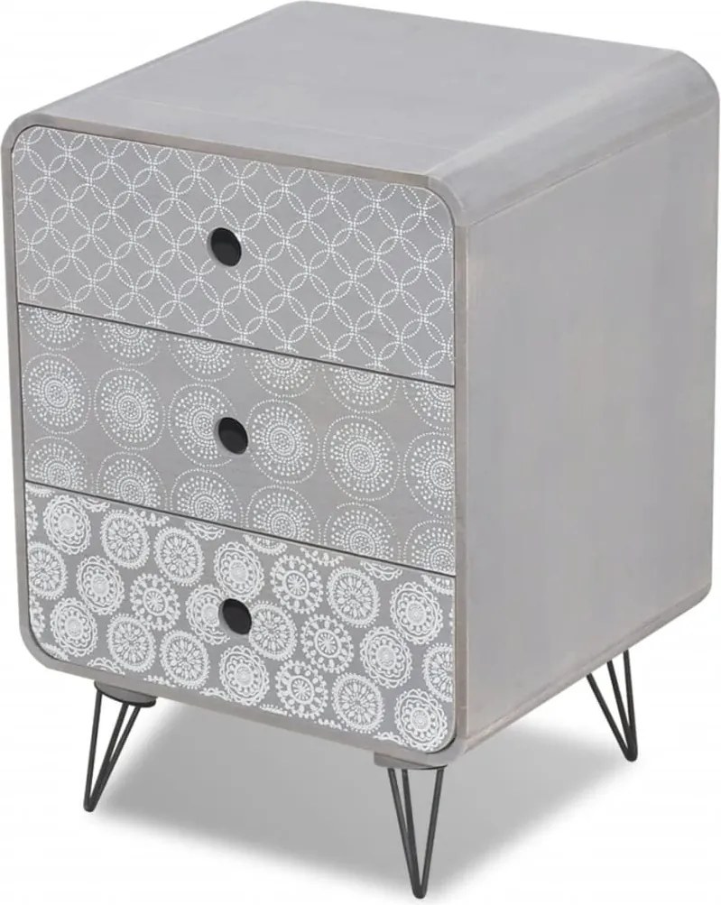 vidaXL Dulap lateral cu 3 sertare, gri