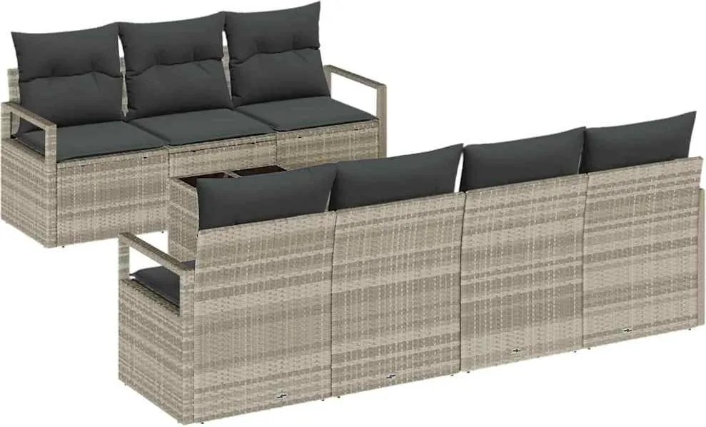 vidaXL Set de canapea 8 pcs Gri deschis poliratan