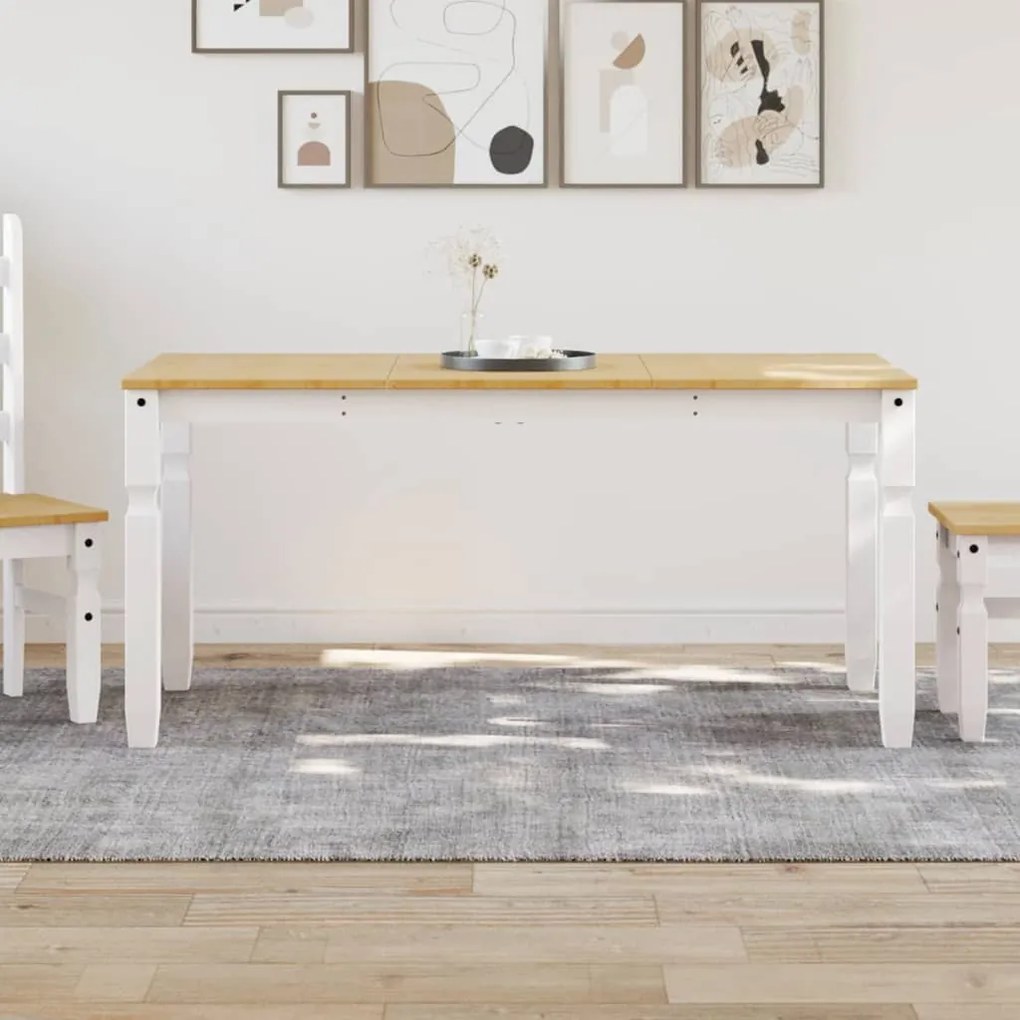 vidaXL Masă de sufragerie &quot;Corona&quot;, alb 160x80x75 cm lemn masiv de pin