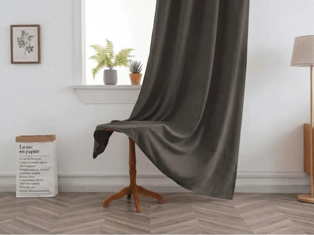 Draperie TAVIO 140x250 cm, gri-maroniu Agatat: Inele metalice