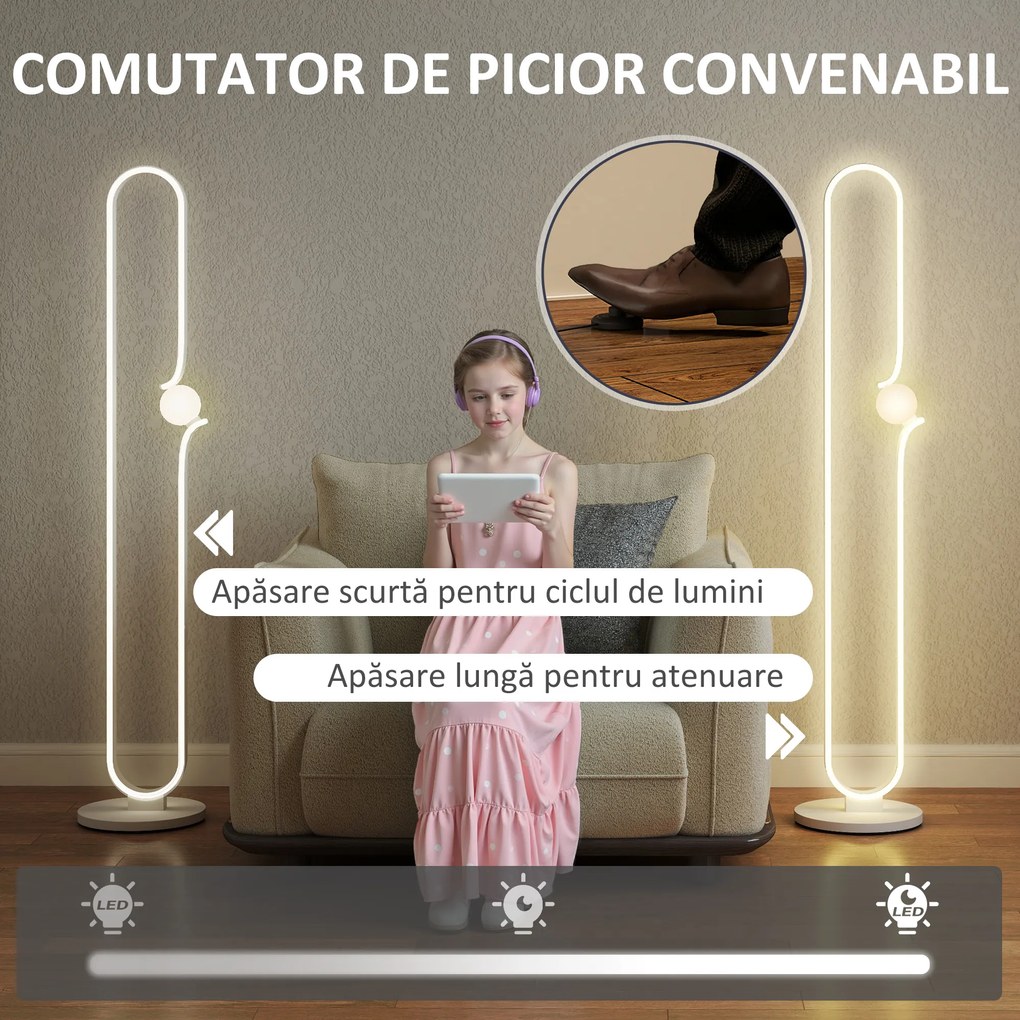 Lampă LED HOMCOM reglabilă cu comutator | Aosom Romania