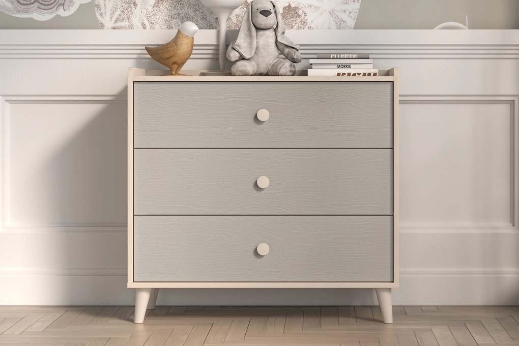 Comodă cu sertare Marla 90 cm - nisip deșert / palladium gri