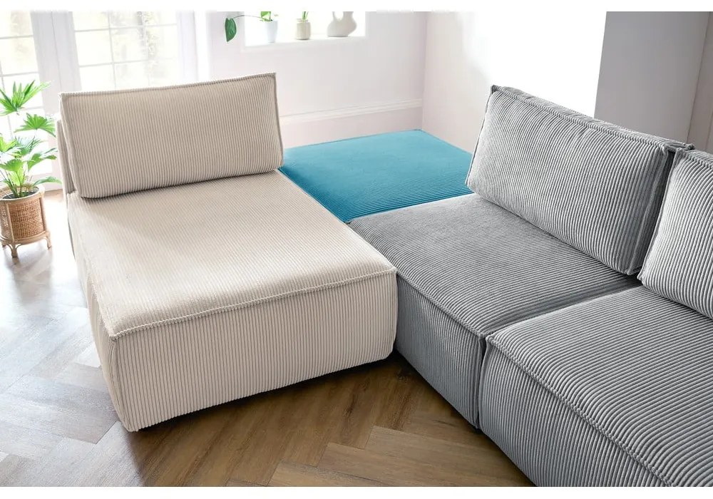 Colțar cu tapițerie din catifea reiată (cu colț variabil) Nihad modular – Bobochic Paris