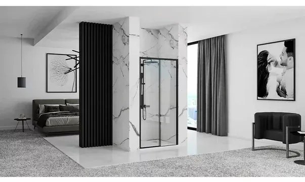 Usa de nisa culisanta Rea Rapid Slide 120 cm sticla 6 mm negru