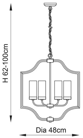 Endon 81914 - Candelabru EDREA suspendat pe lanț, 4xE14/6W/230V, alamă