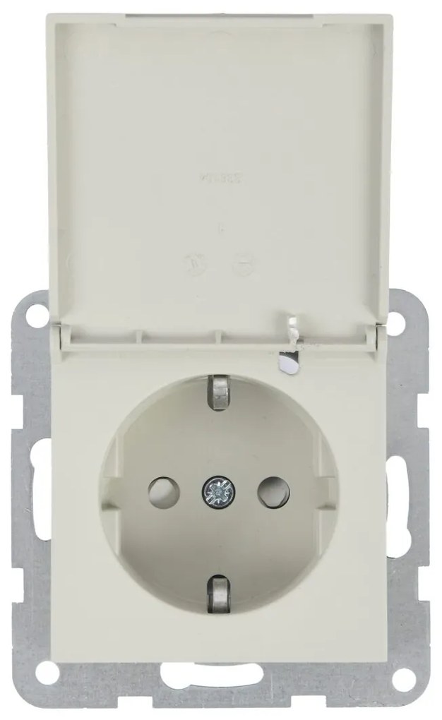 Priza simpla cu impamantare si capac, protectie copii, 16A, IP20, Sandstone, Panasonic Karre Plus 55 Soft Touch