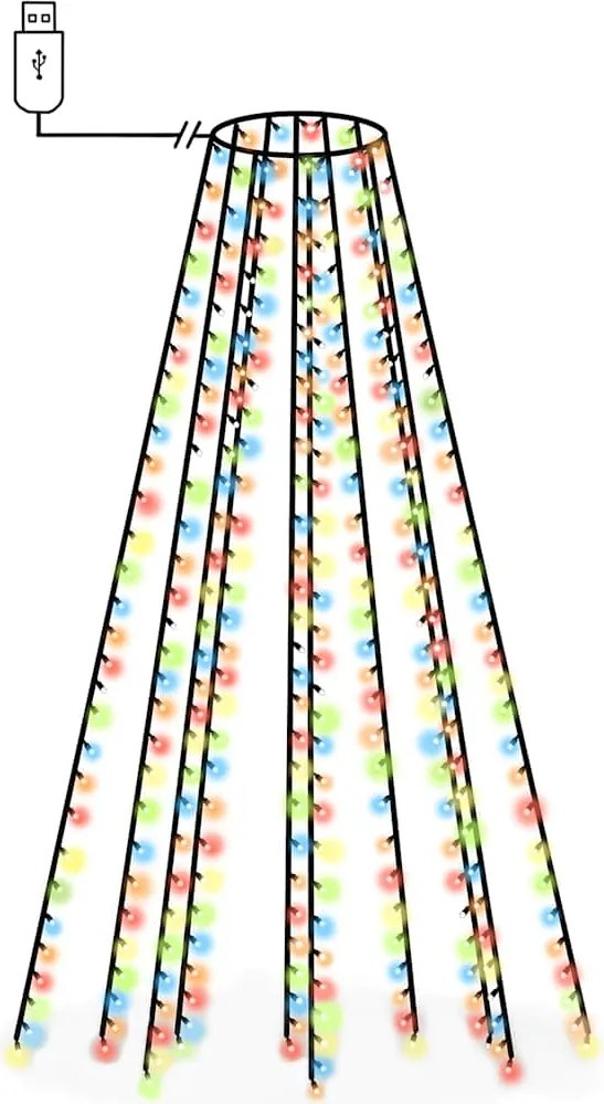 vidaXL Instalație brad de Crăciun cu 300 LED-uri multicolor 300 cm