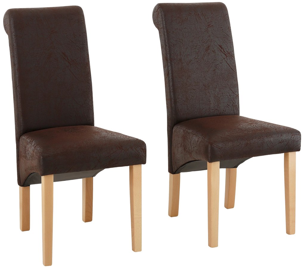 Set 2 scaune Rito maro piele ecologica 48/68/101 cm