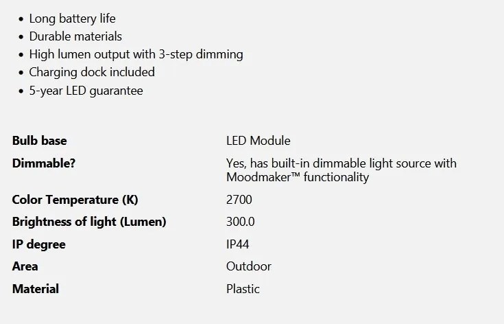 Veioza LED portabila de exterior design nordic IP44 Sponge Battery negru