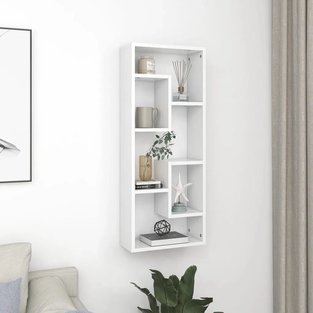 vidaXL Raft de perete, alb, 36x16x90 cm, lemn prelucrat