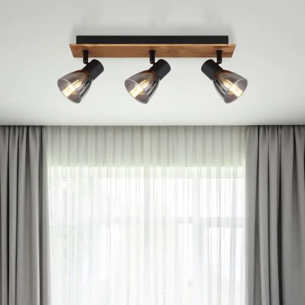 Spot CLAUDE 3xE14/40W/230V negru/lemn Globo 54307-3W