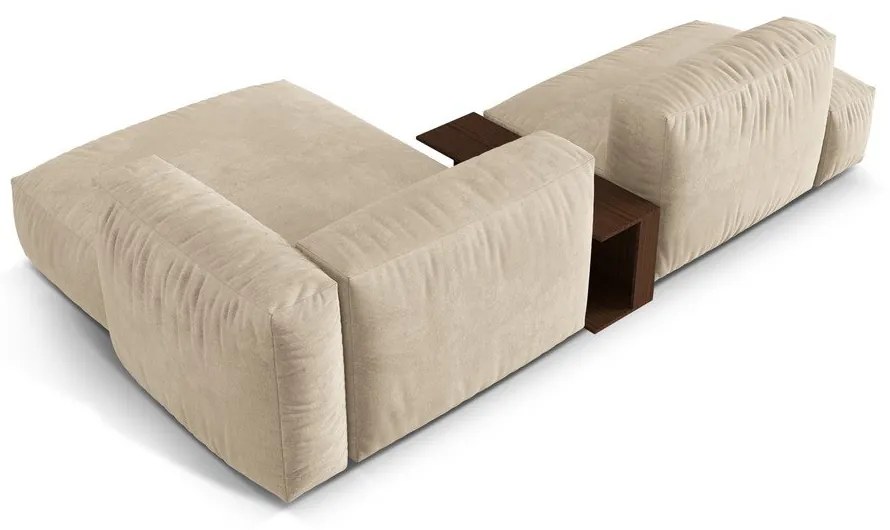 Colțar modular bej cu tapițerie din catifea (cu colț pe partea dreaptă/cu șezlong) Martina – Micadoni