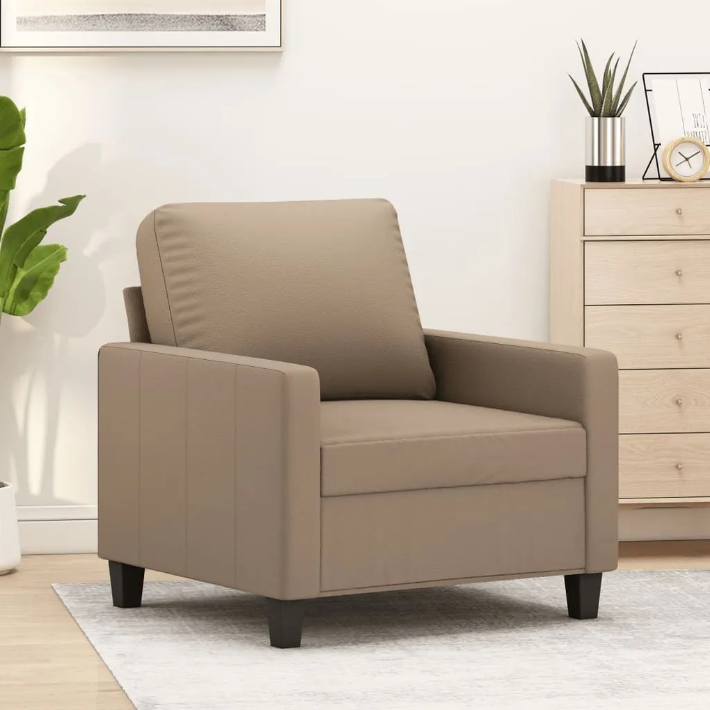 359131 vidaXL Canapea de o persoană, cappuccino, 60 cm, piele ecologică