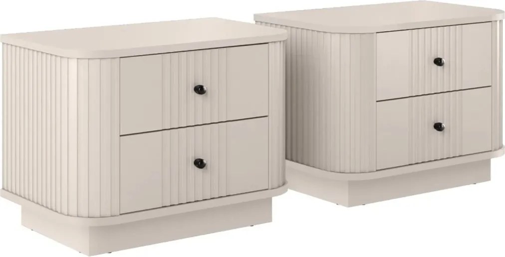 Set de noptiere Vesper 56 cm cu mânere negre - culoare cașmir