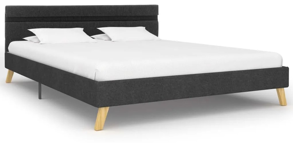 284842 vidaXL Cadru pat cu LED-uri, gri închis, 120x200 cm, material textil