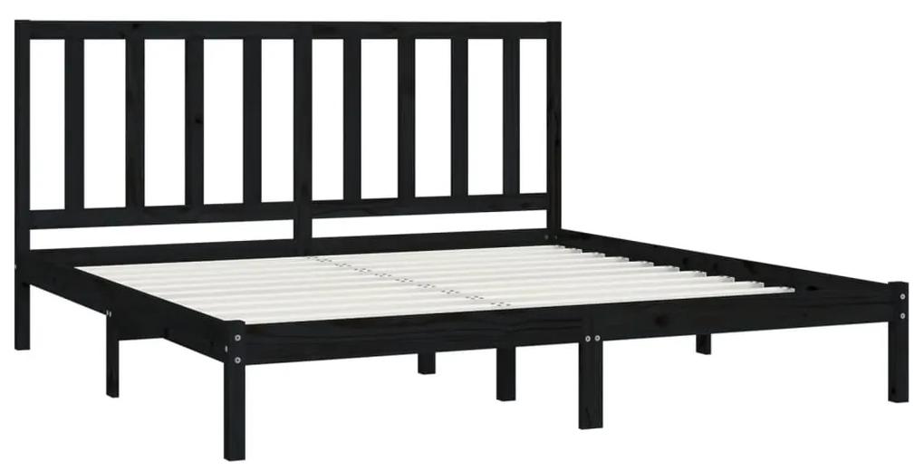 Cadru de pat Super King 6FT, negru, 180x200 cm, lemn masiv pin Negru, 180 x 200 cm
