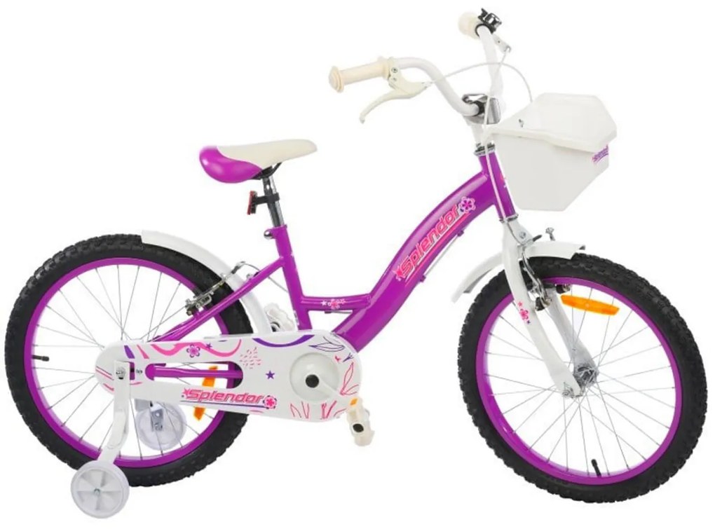 Bicicleta pentru copii NOVOKIDS™ Splend'Or Boom Edition, Cosulet, Roti 14" inch, Max 35 kg, Cadru otel, Roti ajutatoare, Ghidon reglabil, Mov