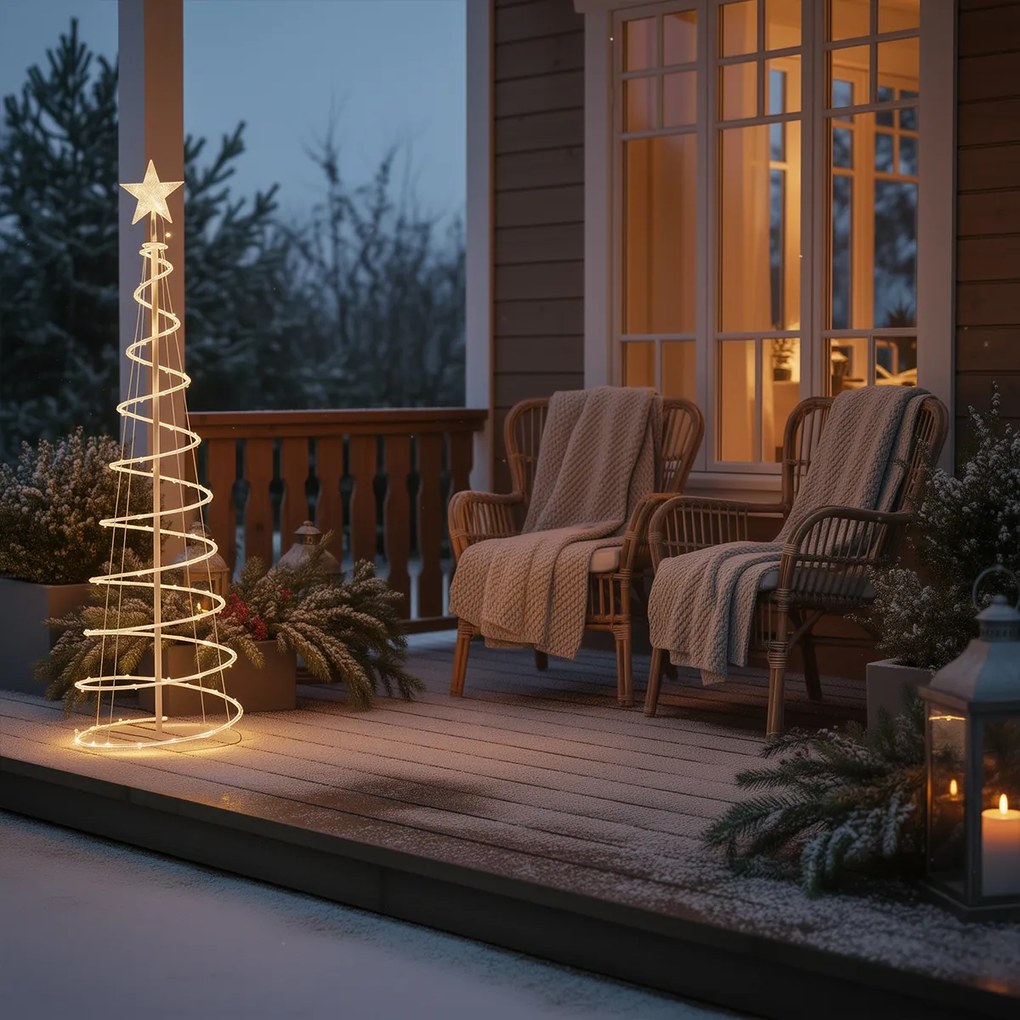 Brad de Crăciun alb, inclusiv LED IP44 - Puno